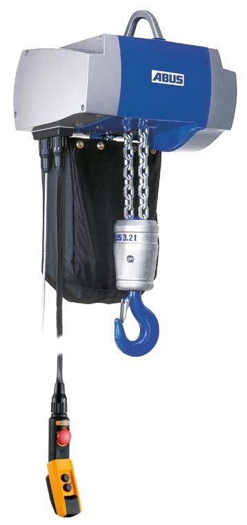 ABUS electric chain hoists Load capacity: up to 200 kg Lifting speed: up to 12 m/min Electric chain hoist ABUCompact GMC with ABUCommander push button pendant as standard equipment