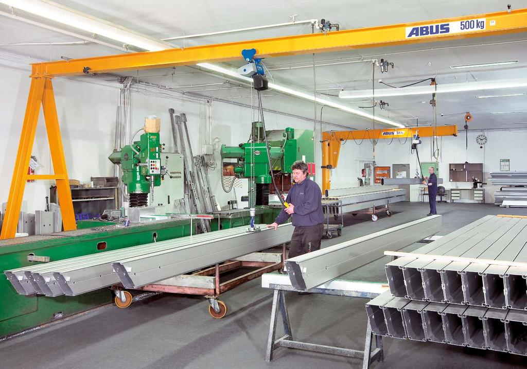 ABUS monorail trolley track Solutions for a linear point-to-point movement of large loads ABUS monorail trolley tracks are the ideal solution for those applications where a linear material flow is