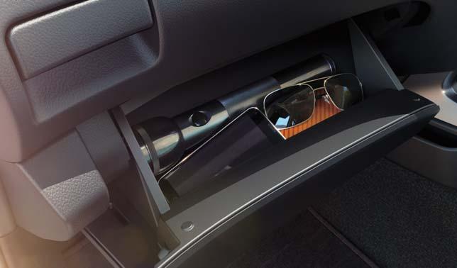 Find a spot for your stuff underneath the rear passenger seats, in the side pockets, inside the generous glove compartment, and inside the large centre console. Thirsty?