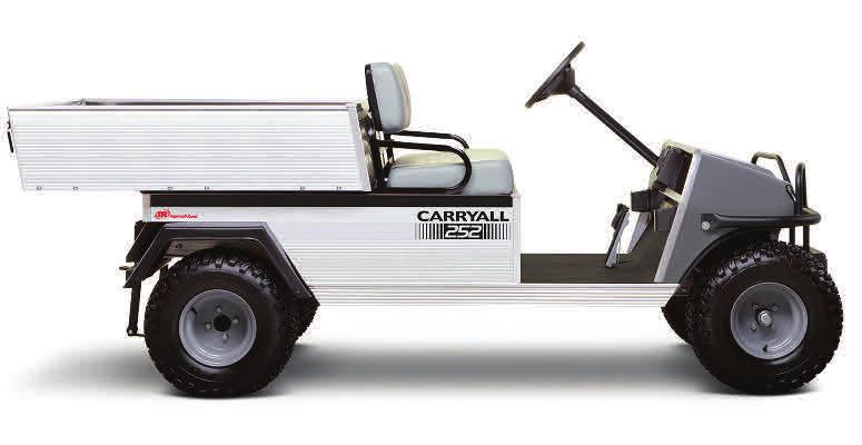 The model and serial numbers are located on a decal above the passenger's side floor board. "Club Car" is printed on the front of the vehicles.