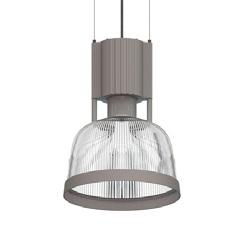 PRODUCT SPECIFICATIONS PENDANT: Extruded aluminum body with silver powder coat finish. Clear prismatic acrylic diffuser dome provides soft self-illumination.
