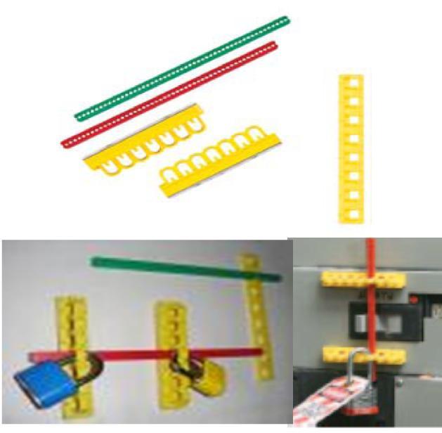 KRM LOTO BREAKER LOCKOUT KIT KRM LOTO Breaker Lockout KIT for ( 480-600 V )-Pre adhesive rails - no drilling requiresuitable for application on oversized shaped switches - red and green blocking bar