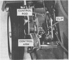 Turn (swivel) long end of clip up and snap into position on lower control rod as shown.