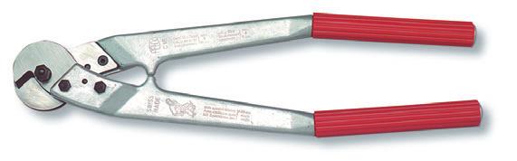 Cable shears designed to cut copper and aluminum cables high strength steel cutting edges profiled tubular-steel arms and form-fitting handles clear cut without crushing the cable with GS approval by