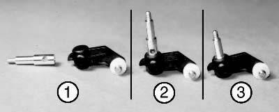 Repeat the process for the second axle and steering block. side. (2) Now reinstall one of the #6223 kingpins through each of the carrier block/axle assemblies as shown in figs. 7 & 8.