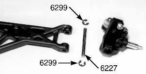 (2) Use your hobby knife to remove any part of the runners remaining on the suspension arms. (3) From bag #7-1 locate the two #6227 outer hinge pins (match them against the scale drawing).