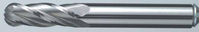 Long Length End Mills 162-44 Series 4 Flute Ball Nose 4 flute, solid carbide, single end, long length, ball nose, straight shank, 30 right hand helix, right hand cut, centre cutting.