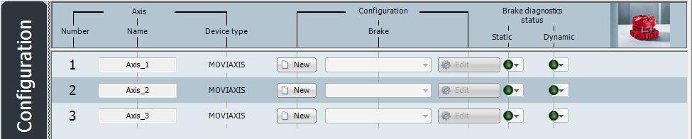 6 Startup Brake diagnostics as CCU function module Selecting an axis Proceed as follows: 1.