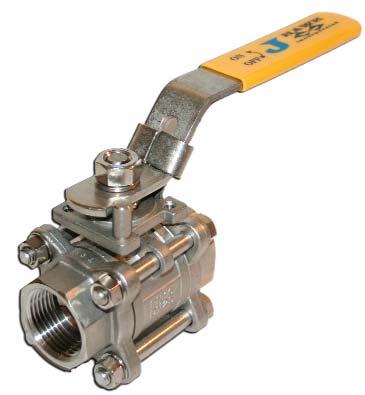 3 Piece Full Port Ball Valves V3-M Features Pipe thread in accordance with ANSI B2.1, BS21 1973 Blow-out proof stem/full port Investment casting body and cap 1500-1/4-1.