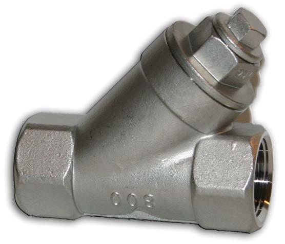Y Strainers Features Investment casting body Max. Pressure 800 PSI Max. working temperature 487 F Thread end conform to ANSI B2, 1, BS 21 Nominal Size in inches D L H H1 A B 1/4.39 2.24 1.38 1.77.63.