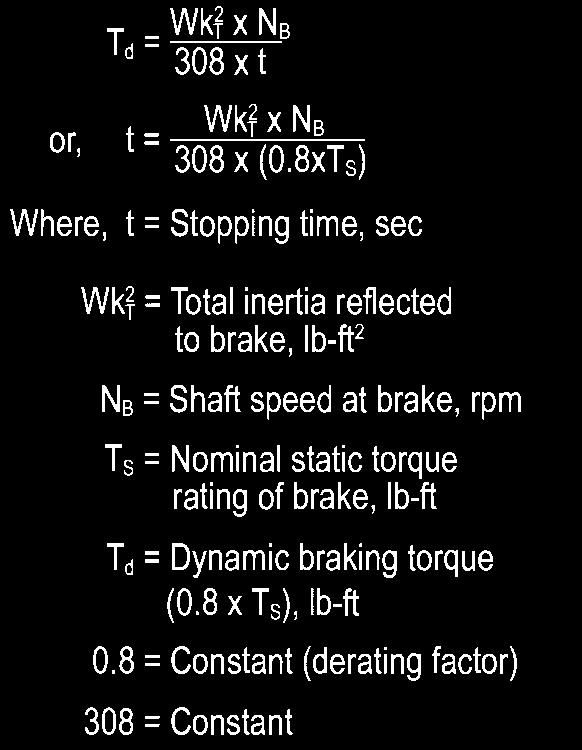 For optimum brake performance, a stopping or braking time of second or less is desirable. Stop times between and 3 seconds require test.