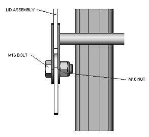 The roof assembly is supplied with the hinge plate already bolted to the roof assembly with the M16 bolt as shown below. 5. The link arms are supplied already attached to the lift carriage.