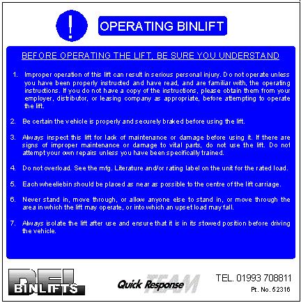 OPERATING BINLIFT Located next to the