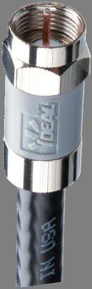Push or slightly twist the connector back and forth until the white dielectric is flush with the bottom of the nut of the connector. Notice the mandrel moves in this connector.
