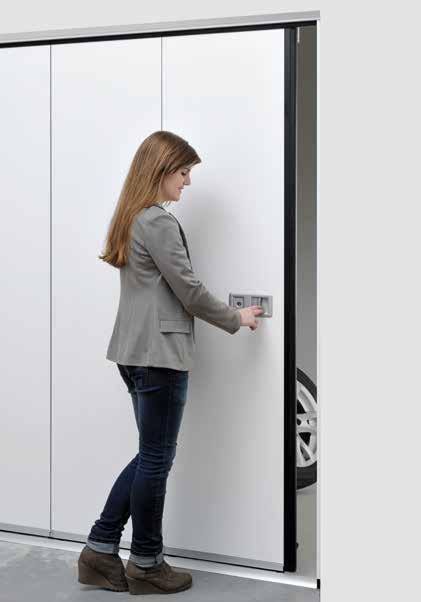 HANDLES AND GLAZINGS Only from Hörmann Automatic wicket door function for doors with operators Using a hand transmitter or the handle on the door, you can partially open your side sliding sectional