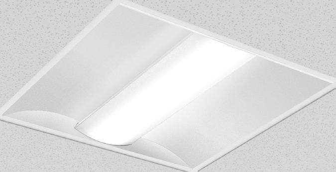 Shielding Captive and hinged center lens Coextruded acrylic lens with ribbed side channels evenly illuminates the side reflector giving the appearance of a fully lensed luminaire Highly reflective