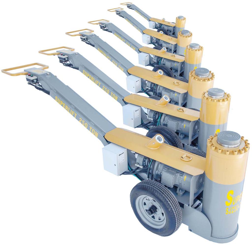 Superlift High-Tonnage Jacks (With Power Drive) Standard product features and benefits: Extended control levers permit the operator to raise or lower from a safe distance Safety valve preventing