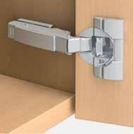 Concealed Hinges Blum Clip Top Blumotion, opening angle 110 Material: Steel cup and arm Finish: Nickel plated Cup fixing: Screw fixing Installation: Door onto carcase without tools (Clip system)