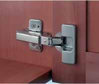 Concealed Hinges Blum Clip Top, opening angle 95 for profile or thick door Material: Steel cup and hinge arm Finish: Nickel plated Cup fixing: Screw fixing Installation: Door to cabinet without tools