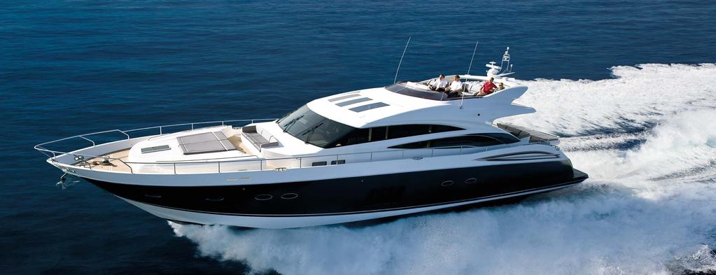V85 - Sengineering Powerful port-to-port performance at speeds approaching 40 knots Flying bridge with upper helm or private sundeck layouts V-drive shaft propulsion for