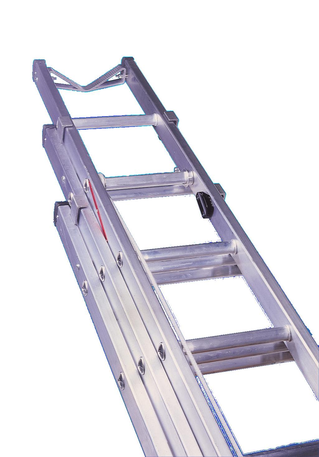 2. ALUMINIUM TELECOMMUNICATIONS LADDERS OVERVIEW TRIPLE EXTENSION PUSH-UP LADDER Certified to BS2037 Class1 Unique aluminium butterfly rung