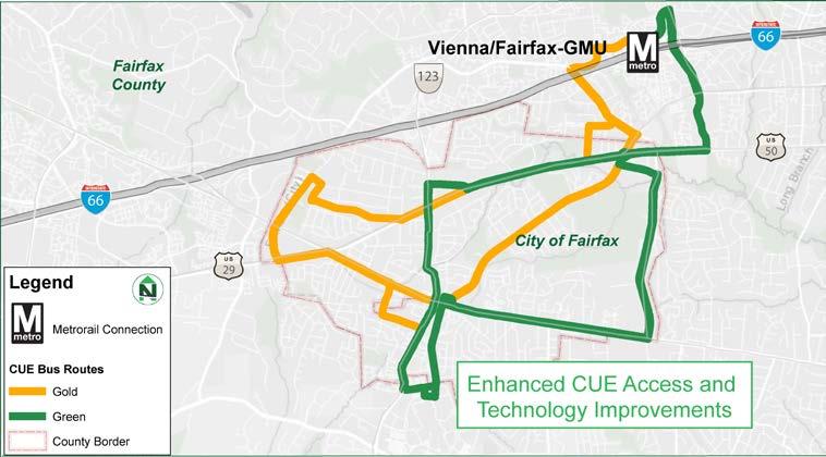 CUE Access and Technology Improvements City of Fairfax/CUE ($965,000) What it funds: the purchase of real-time transit arrival information screens at high ridership bus stops improvements to bus