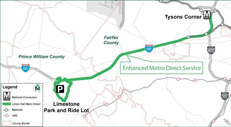 Linton Hall OmniRide Metro Direct Bus Service Enhancement PRTC ($134,200) What it funds: operating costs associated with expanded service during rush hour What it provides: alternative transportation