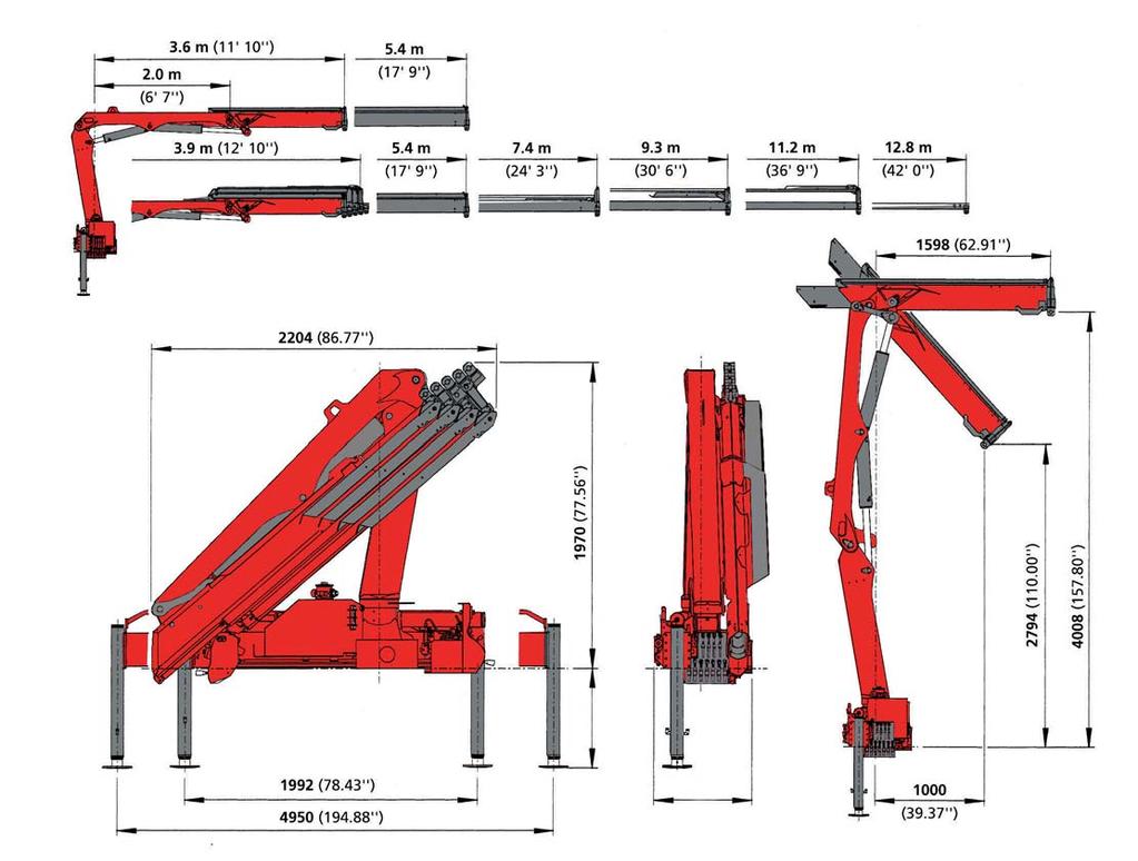 PALFINGER QUALITY THAT SPEAKS FOR ITSELF Technical Specifications (EN 12999 H1-B3) Max. lifting moment 5.4 mt/53.0 knm 39080 ft.lbs Max. lifting capacity 3300 kg/32.4 kn 7280 lbs Max. outreach 11.