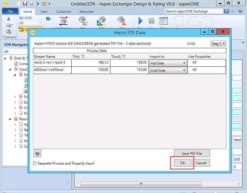 Import PSF Data Click OK to Import Data