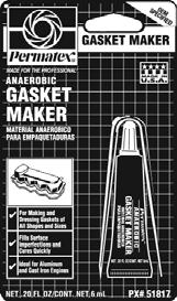 Gasket Maker Permatex Anaerobic Gasket Maker OEM specified. Noncorrosive gasketing material designed primarily for use on aluminum, iron, and steel flanged mating surfaces.