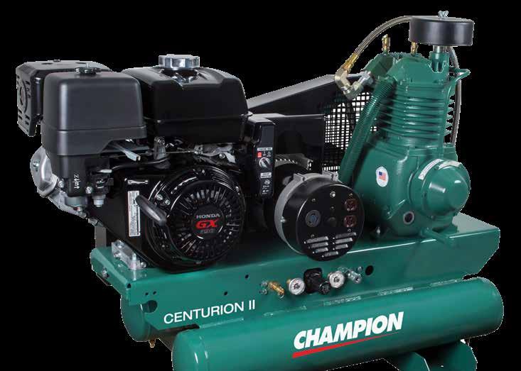Standard Features Two-Stage Compressor Pump Splash Lubricated Twin 4 Gallon Horizontal Air Receiver Tanks Manual Receiver Drain Valve Belt Driven Electric Start Comprehensive Base Plate Includes Dual