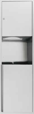 Height: 16" (405 mm) from bottom of unit to floor; Barrier-Free, 4" (102 mm). 0469 PAPER TOWEL AND WASTE Dispenses 600 C-fold or 800 Multi-fold paper towels. Removable 12 gal.