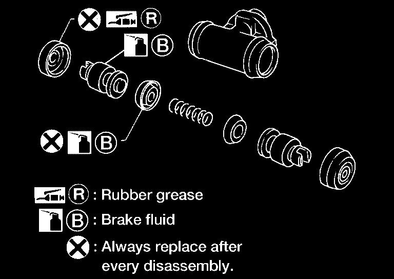 Refer to BR-10, "Bleeding Brake System". 8. djust parking brake. Refer to PB-3, "djustment".