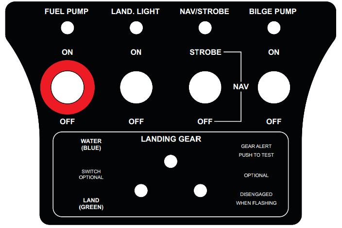 light, strobe and bilge pump switches/lamps.