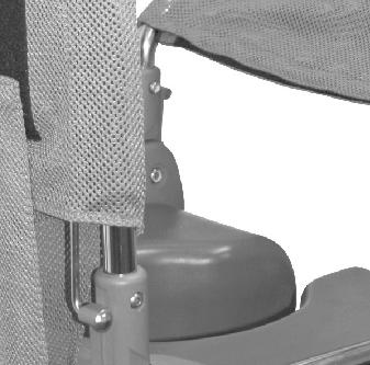 Slip cover over the back rest and adjustment pull handle (Fig. 4). Wrap the velcro straps around the seat frame and secure underneath the seating (Fig. 6). Adjusting Back Angle: 1.
