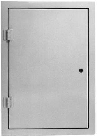 ACCESS DOORS AND PANELS A C C E S S O R I E S 590 HINGED ACCESS DOOR SIZE: 2 4 W x 3 4 H x 2-3/16 TK WEIGHT: 105 LBS. Provides access to plumbing or utility spaces in security areas.