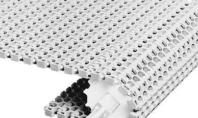 With less surface contacting products, there is less friction so flush grid belts can also be used for slight accumulation and lateral movement applications.