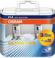 Lifetime claims are compared to a standard OSRAM halogen bulb.