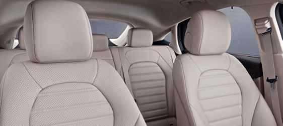 With the designo appointments in platinum white pearl/black: seats in designo nappa leather with designo badges, multifunction