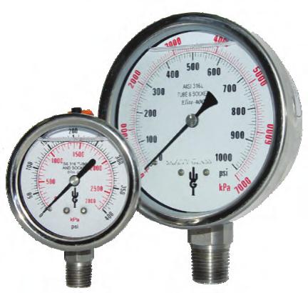 WGI Elite Stainless Steel Series Pressure Gauges (Liquid Filled) WGI elite series brass pressure gauges have a 304 stainless steel case for use in harsh or corrosive environments.