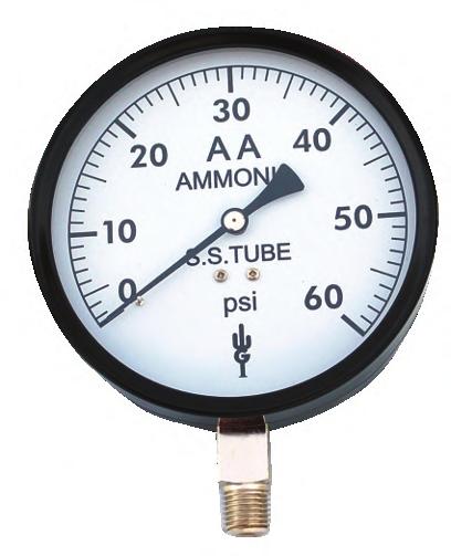 WGI Agricultural & Refrigeration Ammonia Pressure Gauge The WGI agricultural ammonia pressure gauge is specifically designed to withstand all the punishment involved in manufacturing, distributing