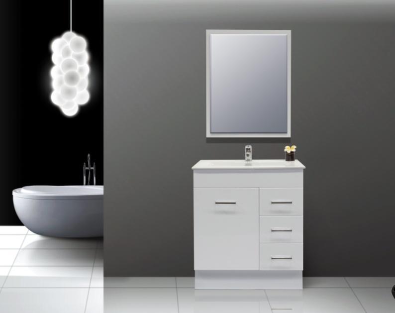 LINDA ENSUITE *Linda Ensuite available in 600,750 and 900 sizes, 360mm deep *White cabinet with soft close doors and full
