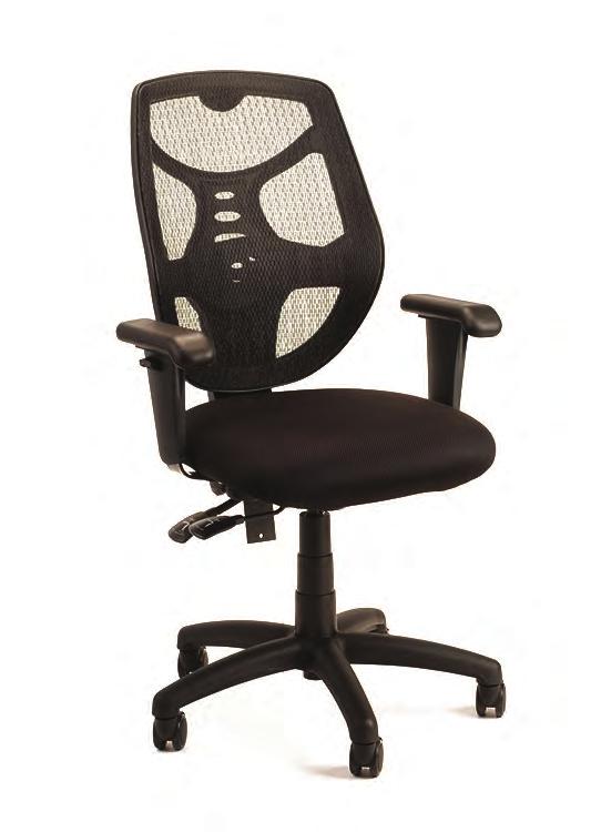 ECO Mesh ECOMSMBAABLK Seat is made with 2 1/2 high-density foam (1/2 memory foam) Waterfall-style seat Adjustable tilt Breathable mesh back Adjustable back height with built-in lumbar support