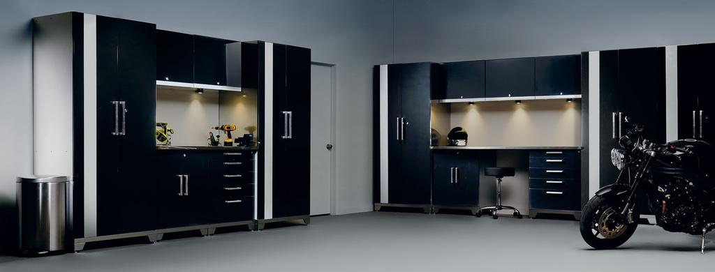 Complete the cabinet set with worktops and accessories Black Blue Black