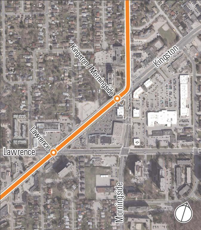 3. Kingston Road, Lawrence Avenue East and Morningside Avenue The approved SMLRT concept included two at-grade stops within the Kingston- Lawrence-Morningside (KLM) area as shown in Figure 7.