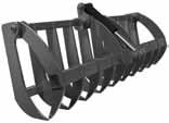 Grapples Light weight with rugged design for compact loaders 28 overall height when closed 7 3/8 centre to centre tine spacing Points are ½ thick, commercial steel RRGLD60 Light Duty Root Rake c/w