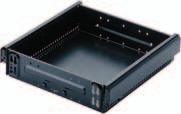 Steel drawers for work station pedestals Installation width 380/392 380/392 Systema Top 2000 Steel drawer A4/ A4 Length 354 mm Toolless slide-on mounting steel powder-coated black RAL 9011 Order lock
