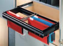 Even if pushed or pulled at one side, heavily laden hanging file frames or wide