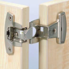 Selekta Pro 2000 Single pivot hinge with snap-on assembly for single cabinet construction, 19 mm sides/doors Opening angle 270, door overlay 15 mm 270 For hole diameter 25 and 32 mm, distance 37 mm
