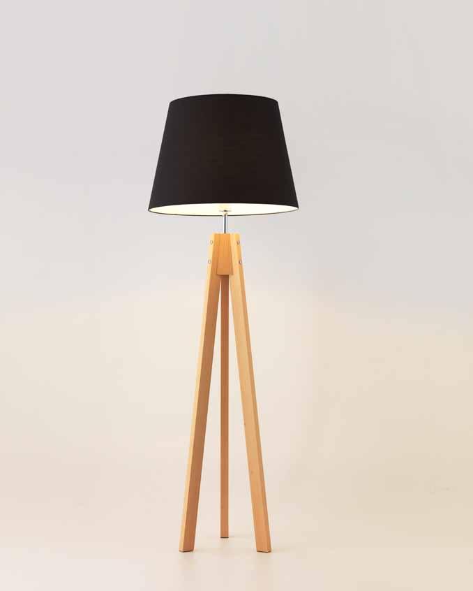 Pantalla no incluida Tripod floor lamp manufactured in natural beech wood.